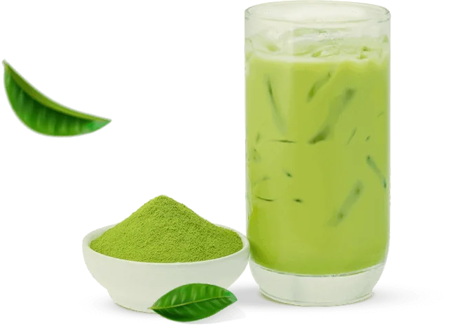 Bevanda al matcha in un bicchiere